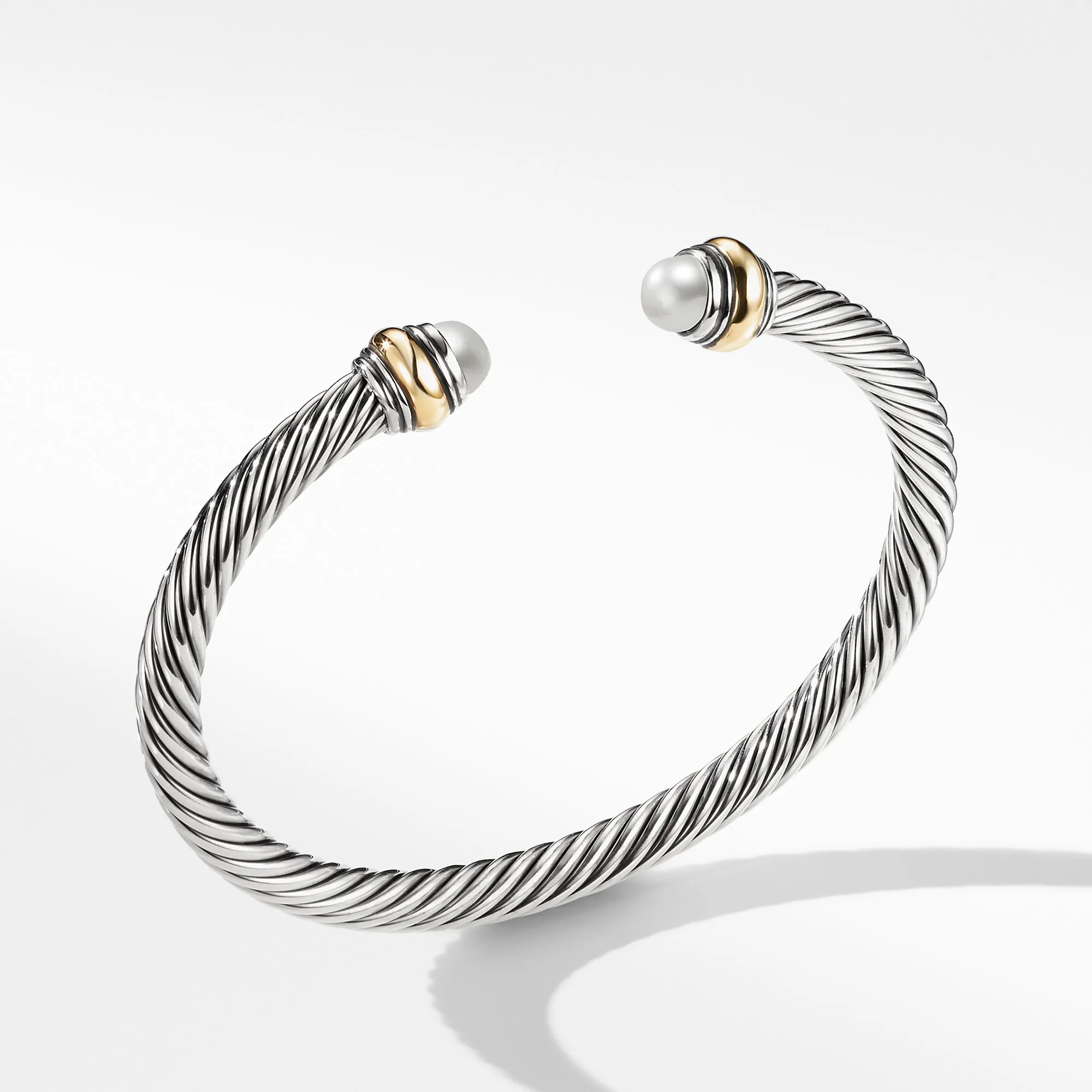 David Yurman 5MM Cable Classic Bracelet with Pearl and Gold