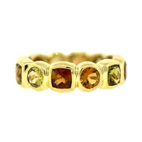 David Yurman Chiclet with Citrine and Peridot Ring in 18k Yellow Gold