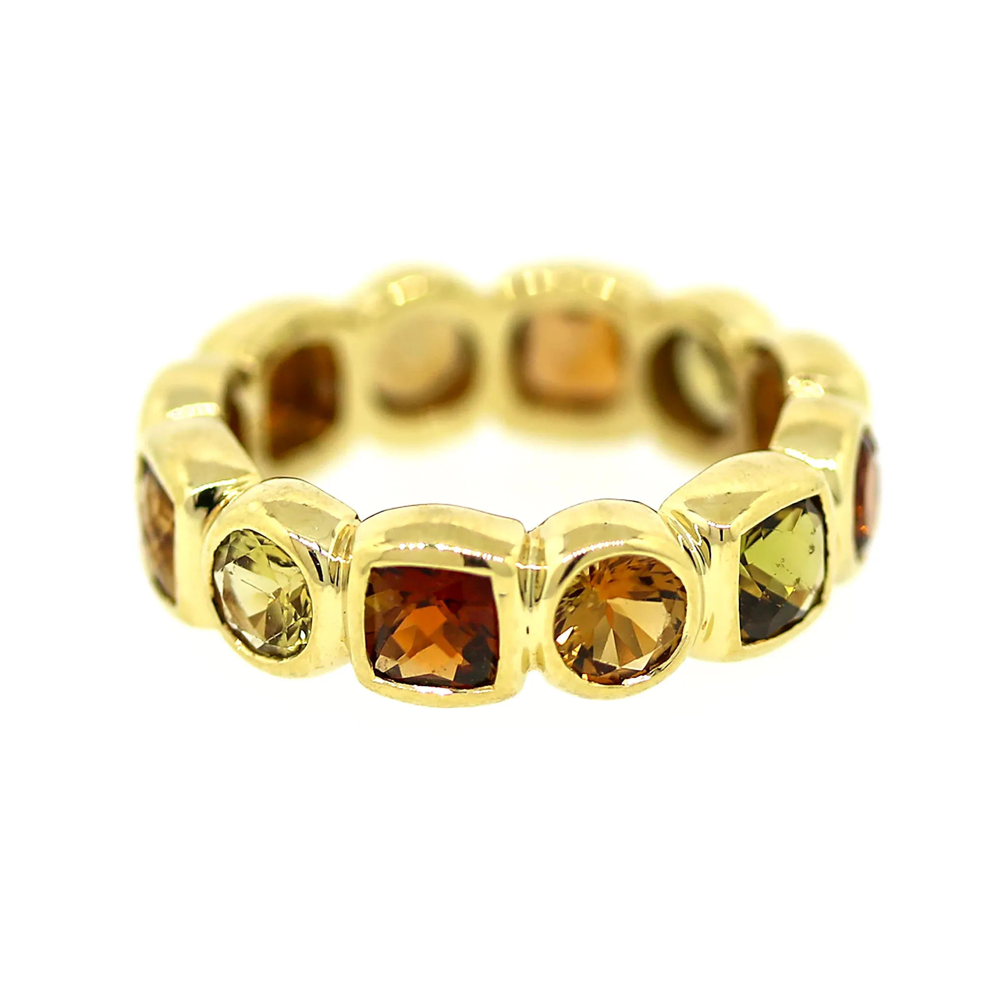 David Yurman Chiclet with Citrine and Peridot Ring in 18k Yellow Gold