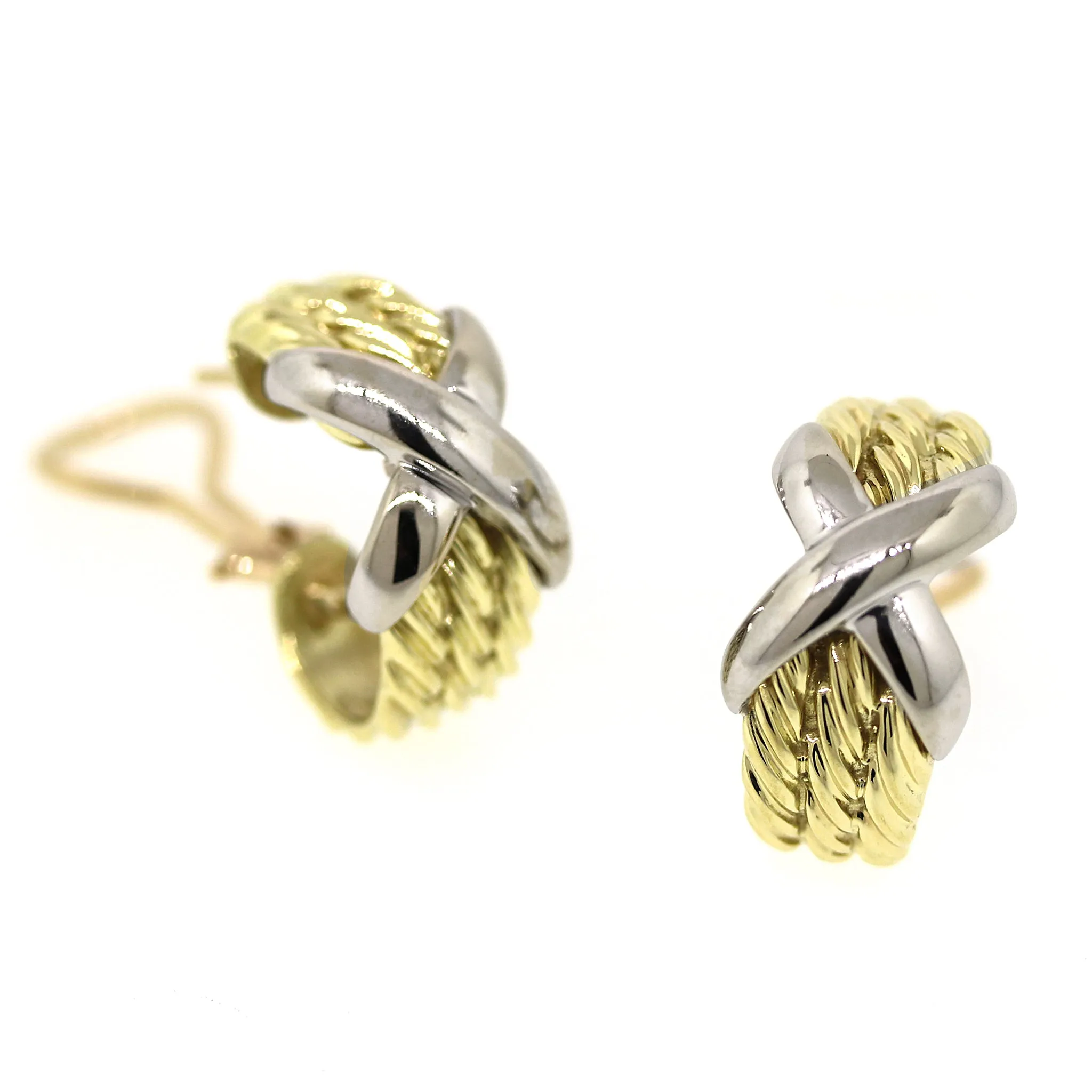 David Yurman Omega Crossover Cable Huggie Hoop Earrings in 14 kt Gold