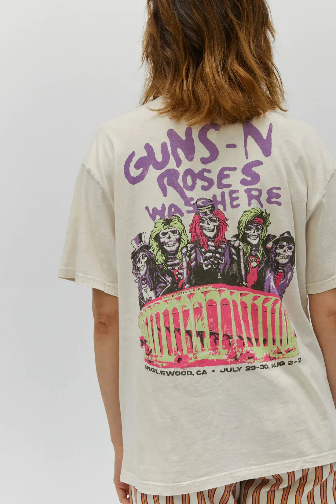 Daydreamer Guns N Roses Was Here Boyfriend Tee - Dirty White