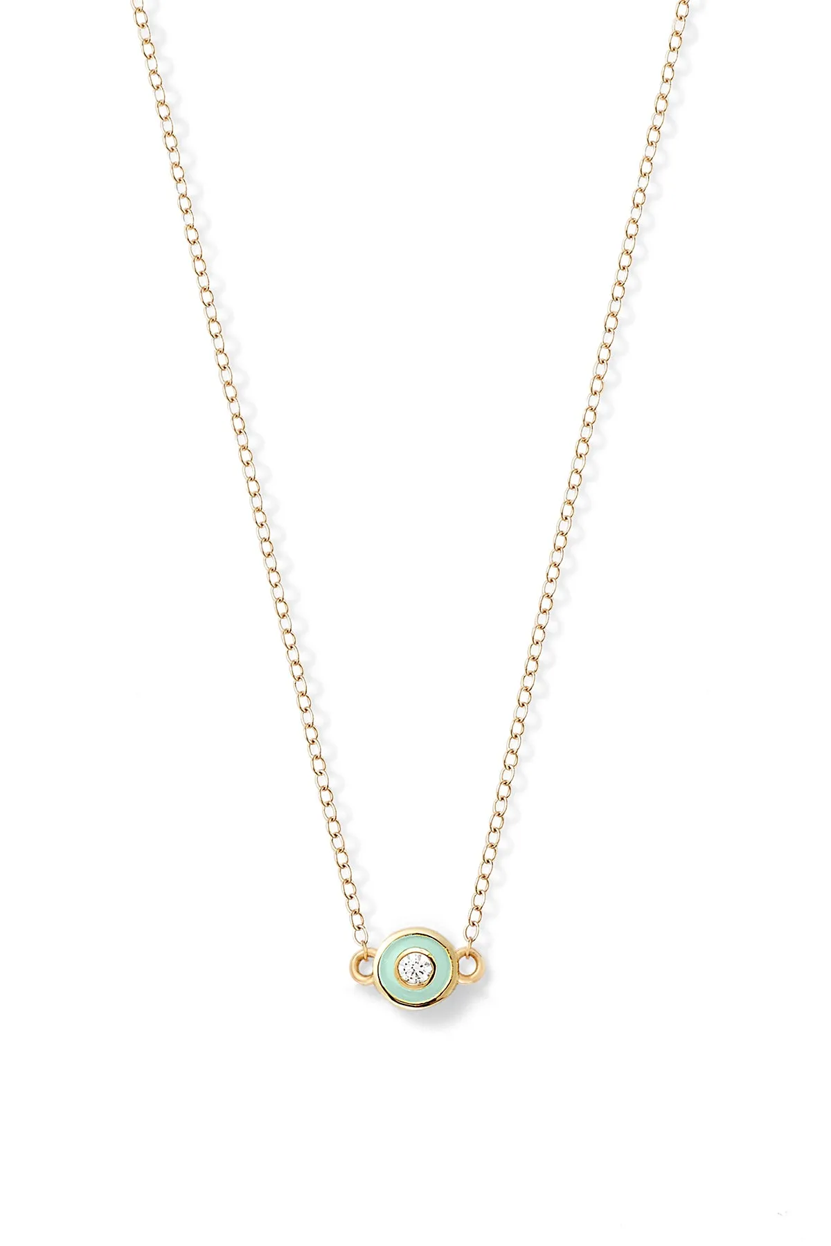 Diamond Enamel Bezel Necklace