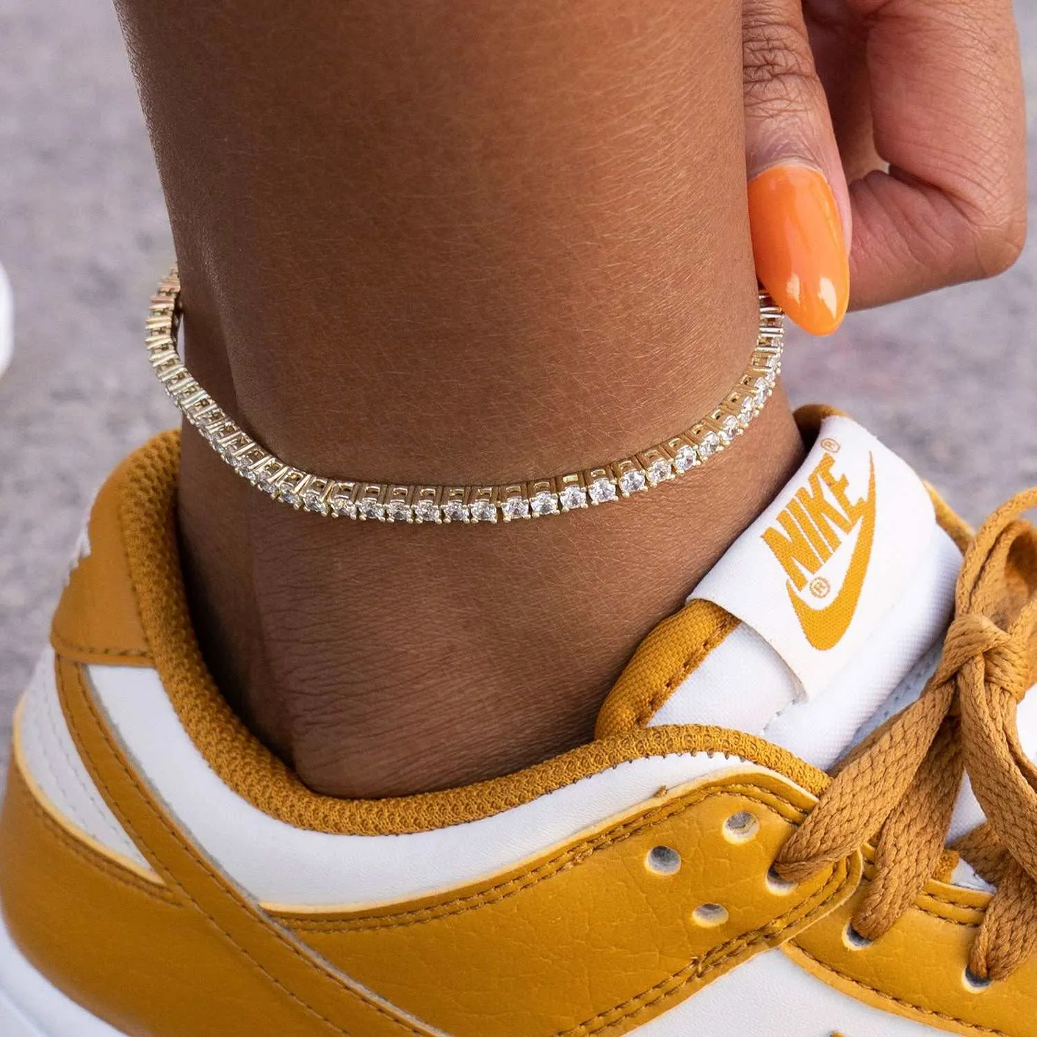 Diamond Tennis Necklace   Anklet Bundle in Yellow Gold- 3mm