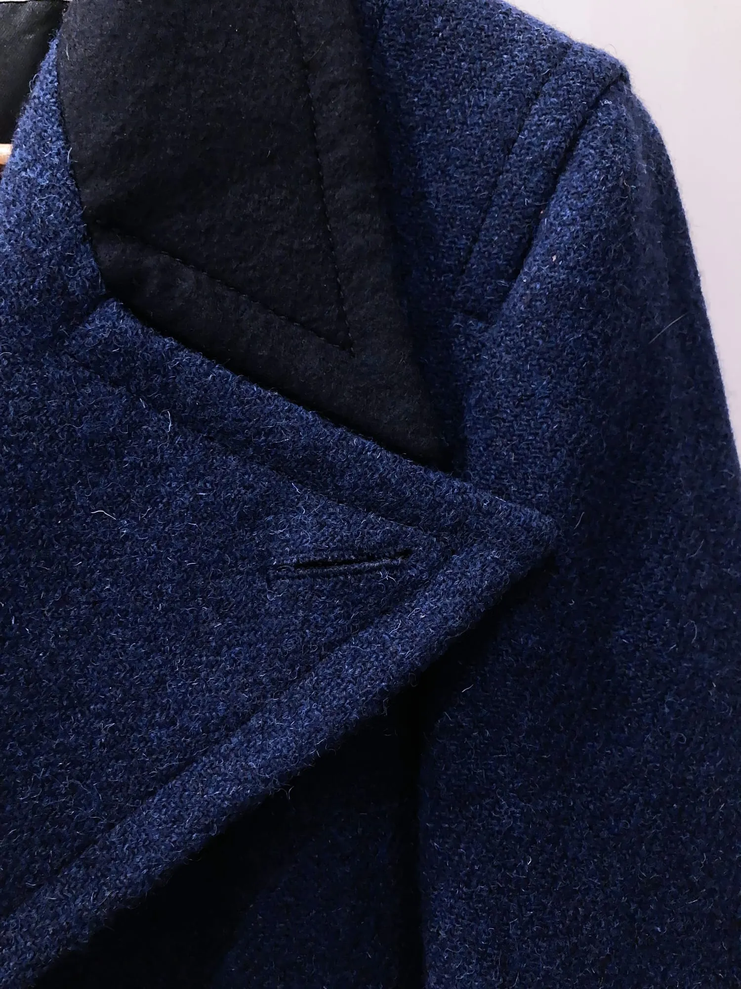 Dirk Bikkembergs 1990s blue wool tweed peak lapel short coat