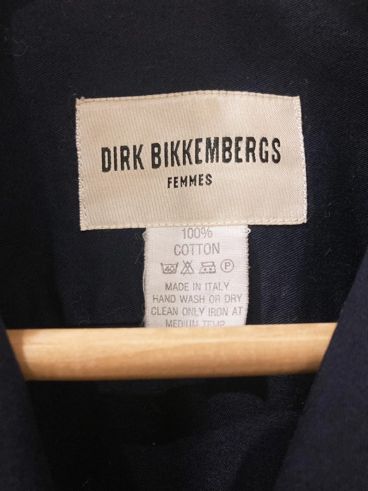 Dirk Bikkembergs Femmes 1990s dark navy cotton drill metal button shirt - XS S