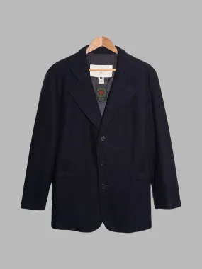 Dirk Bikkembergs Hommes 1990s dark navy wool melton three button blazer - sz 46