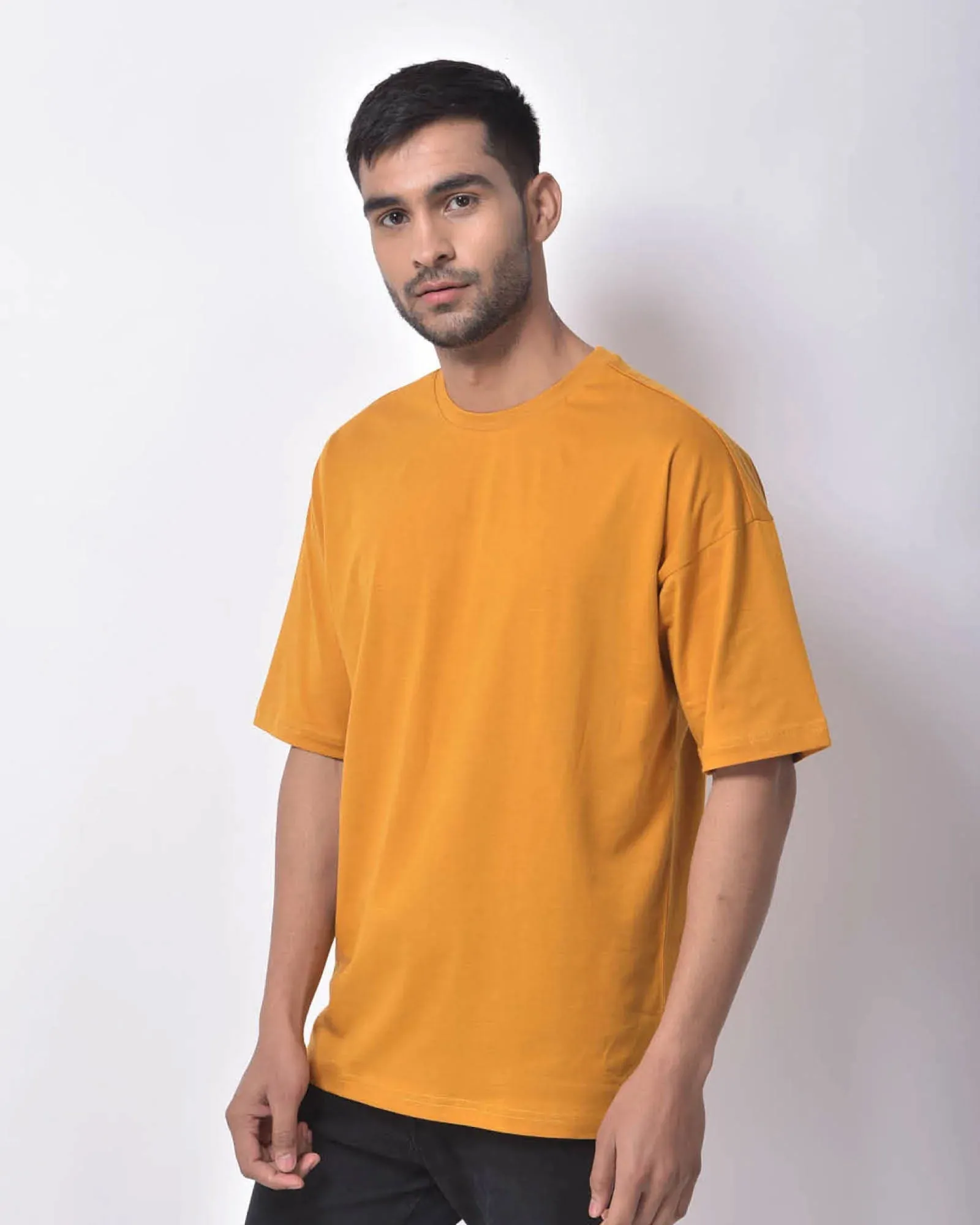 Drop Shoulder Crew Neck: Mustard