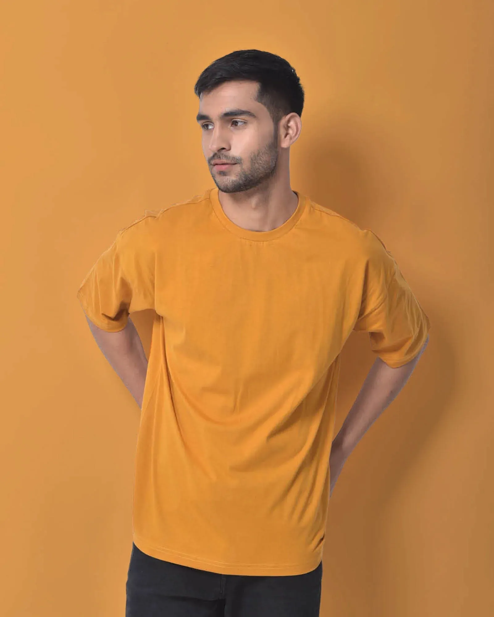 Drop Shoulder Crew Neck: Mustard