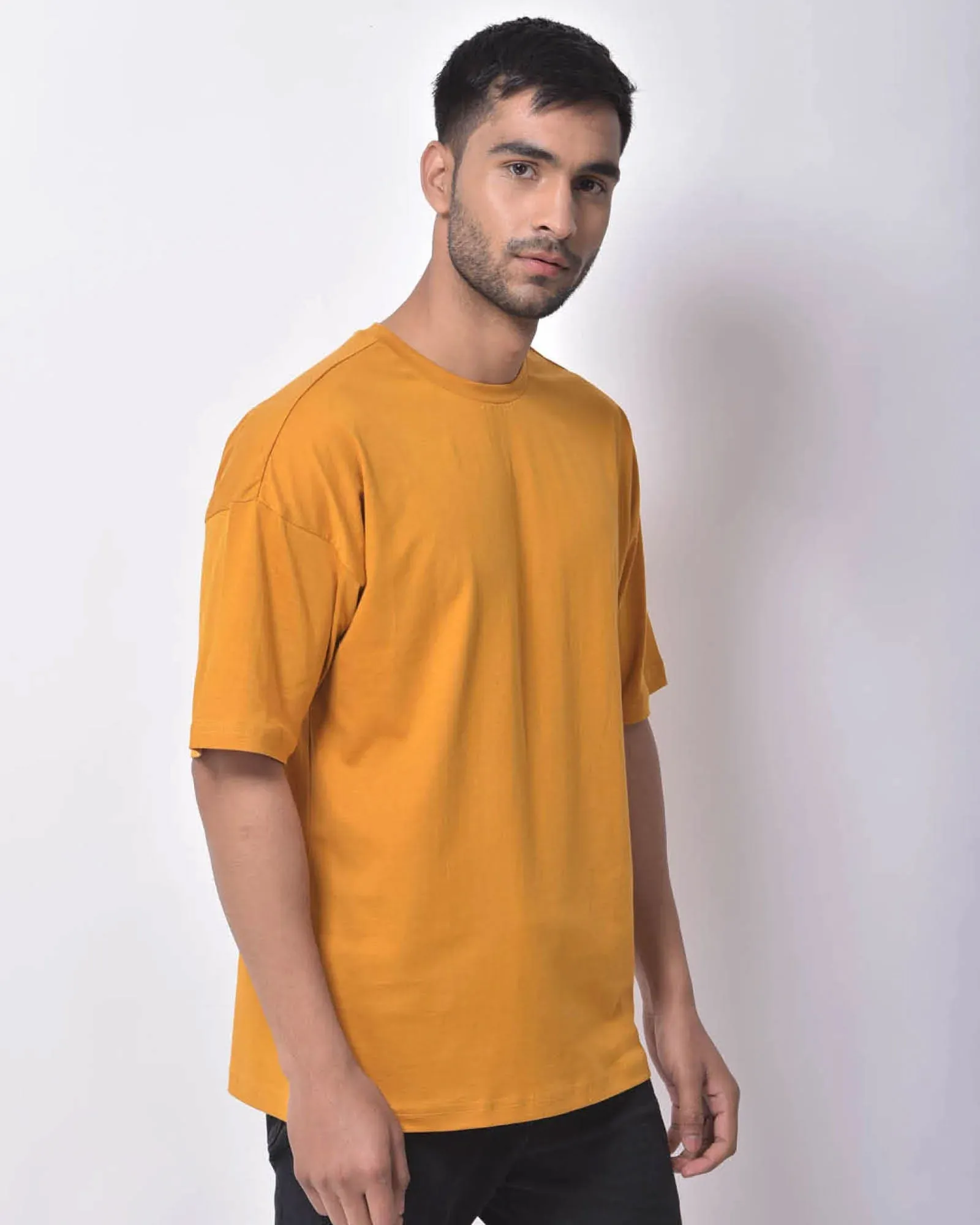 Drop Shoulder Crew Neck: Mustard