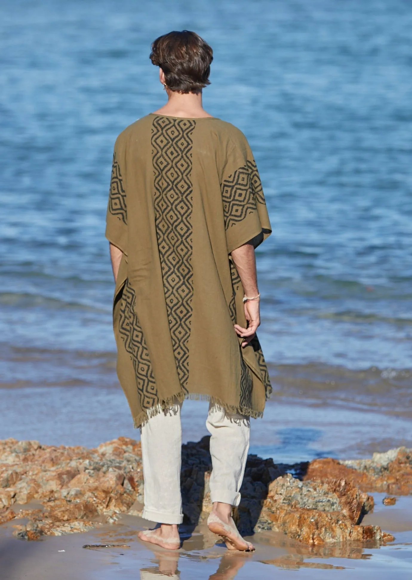 Earthy Block Print Kaftan for Men - Wholesale