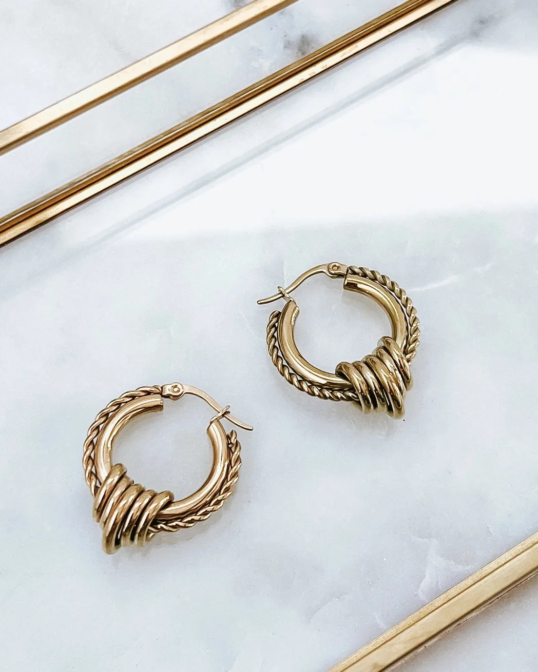 Edge Textured Hoop Earring