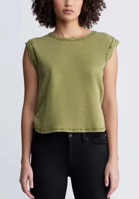 Elayne Women’s Cap Sleeve Top in Olive Branch - KT0130P