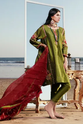 Embroidered Raw Silk 3pc Suit | Meerab Festive Edit | S202053