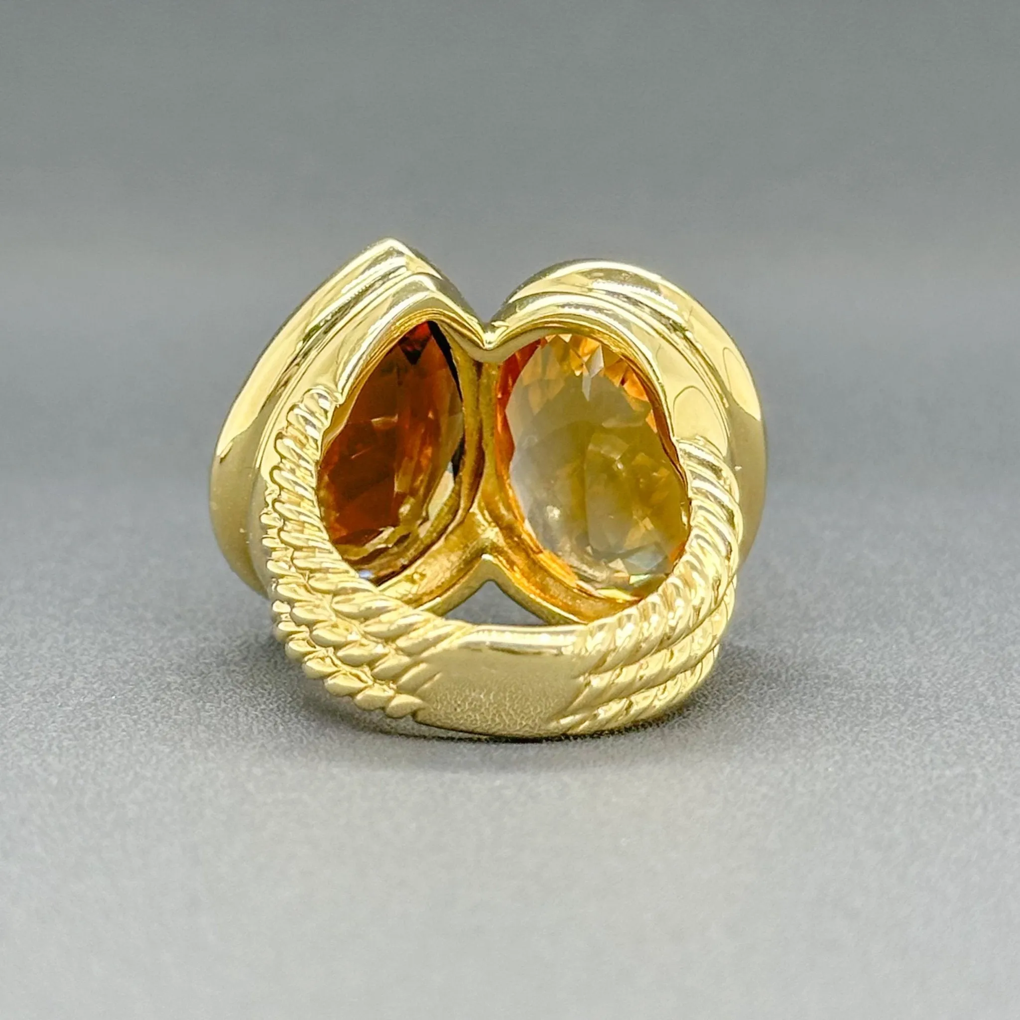 Estate David Yurman 18K Y Gold 16.83cttw Double Citrine Cocktail Ring