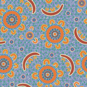 Family Camping Aboriginal Pattern CHIFFON Fabric Per Metre