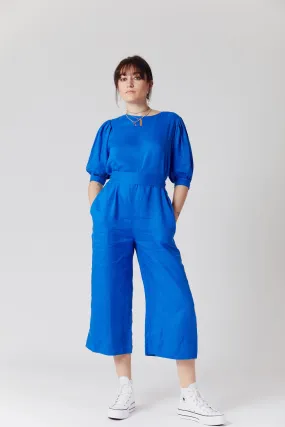 FAYE Organic Linen Jumpsuit Blue