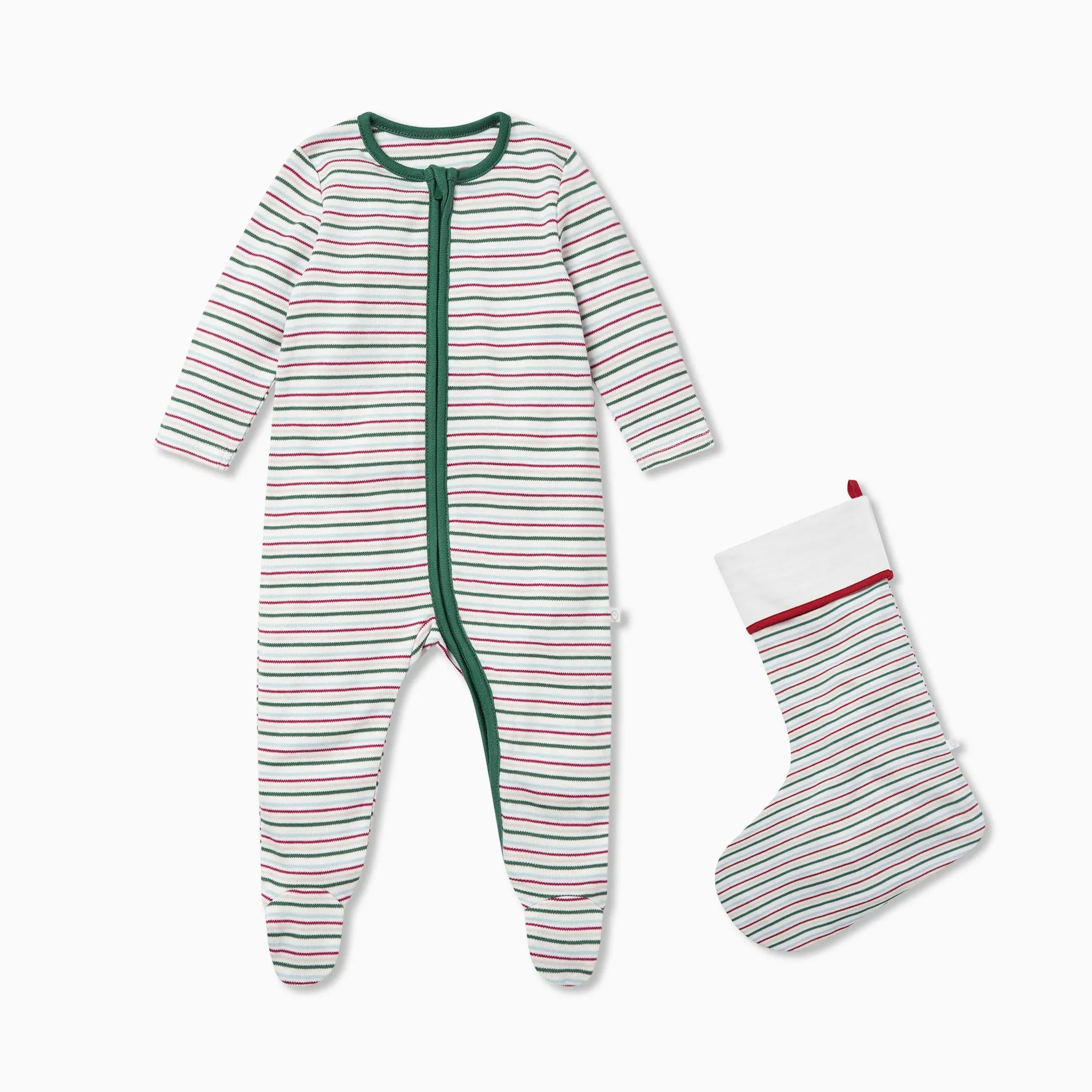 Festive Stripe Zip-Up Sleep & Play One-Piece & Stocking Set