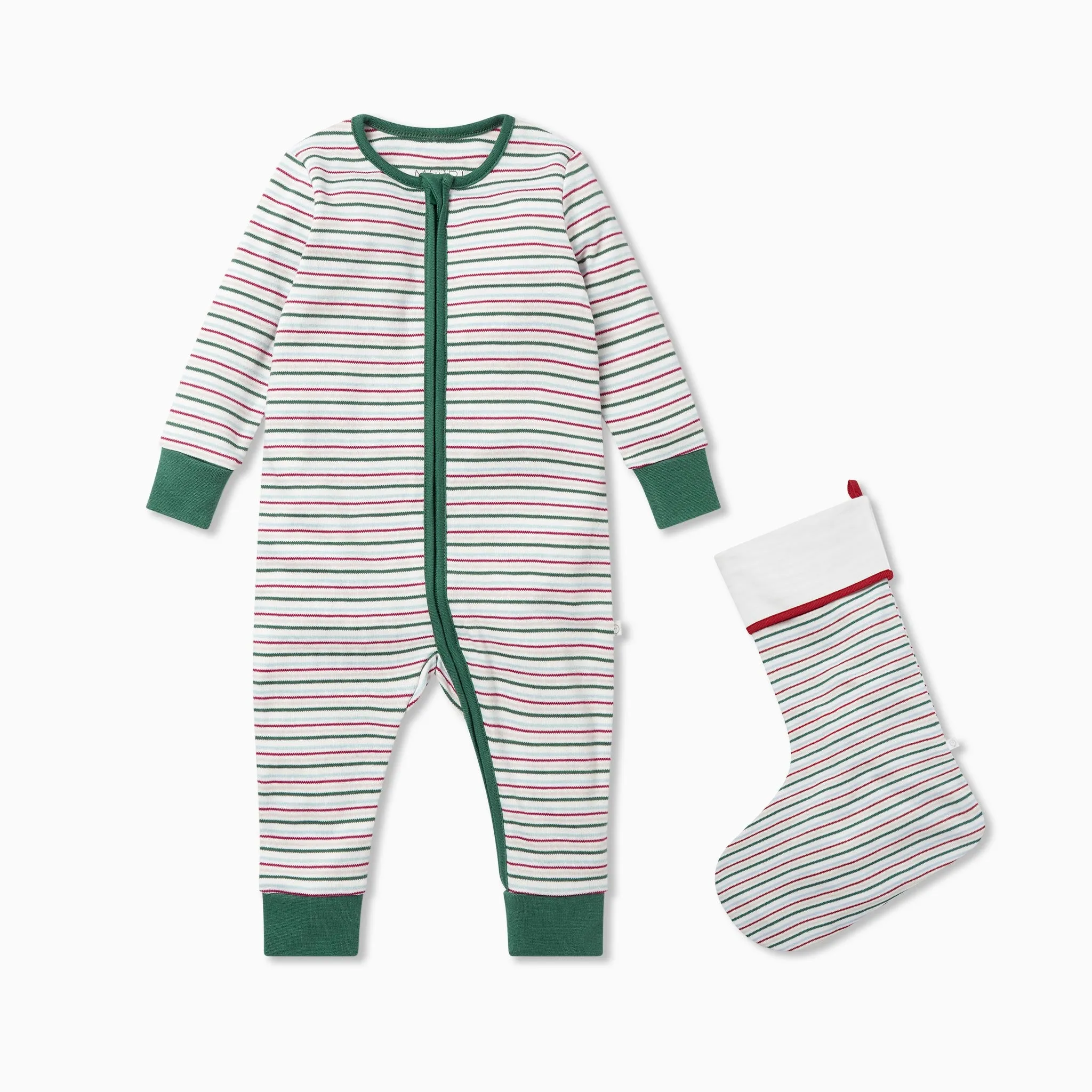 Festive Stripe Zip-Up Sleep & Play One-Piece & Stocking Set