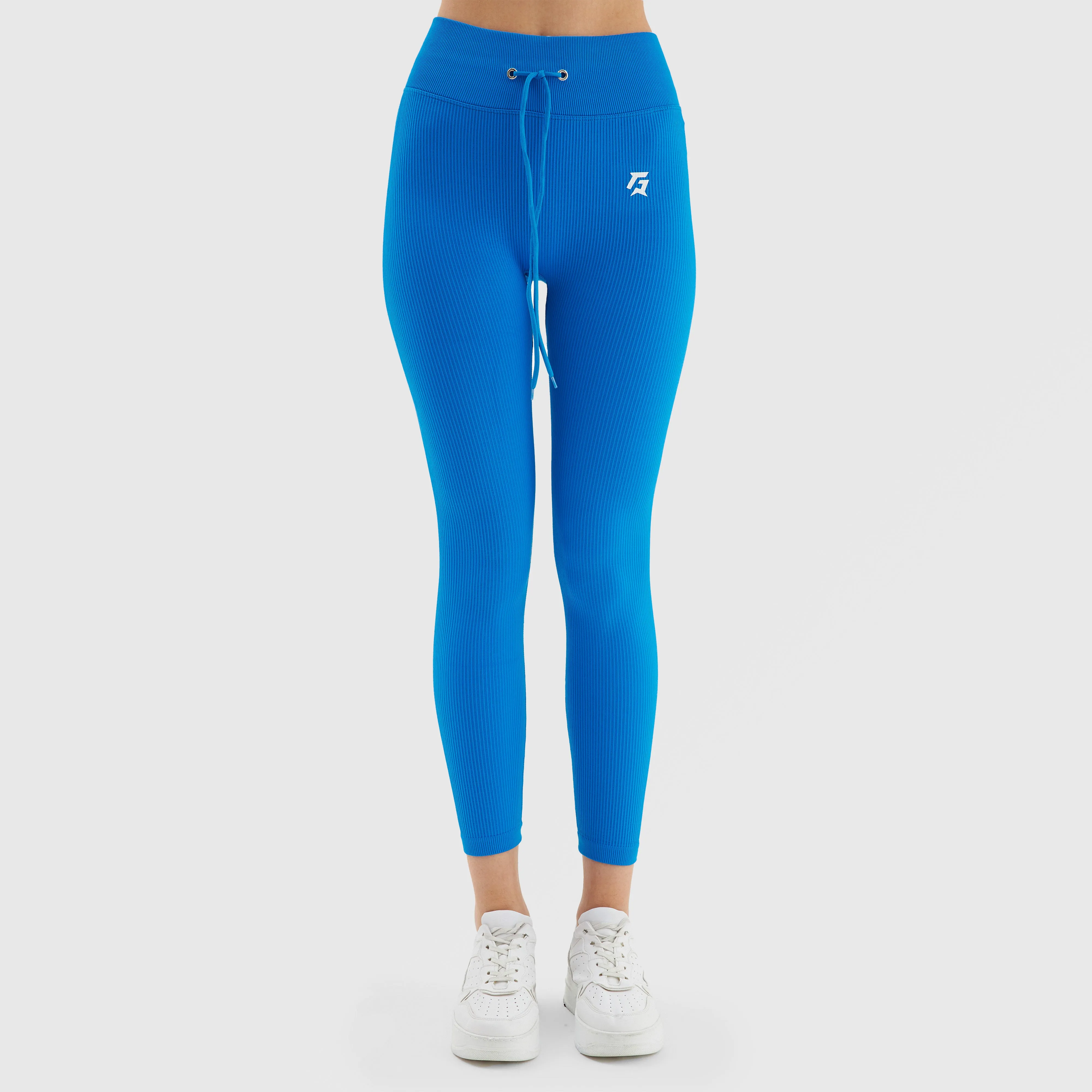 Fitness Ribbed Leggings (Blue)