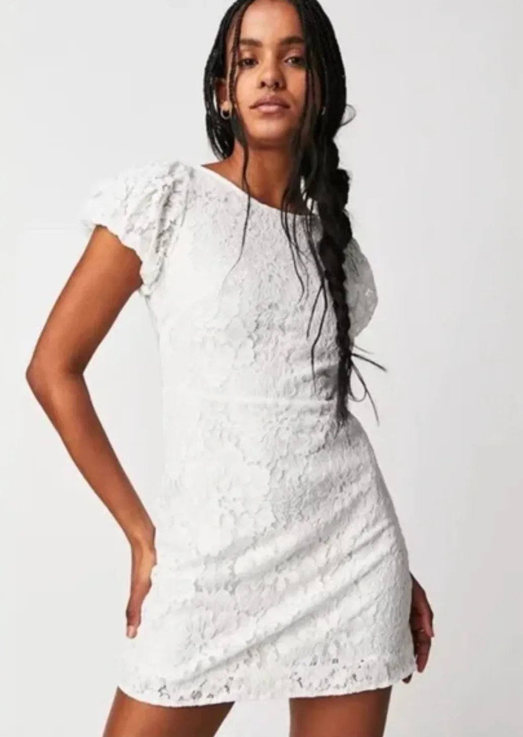 Free People White Hailee Lace Mini Dress