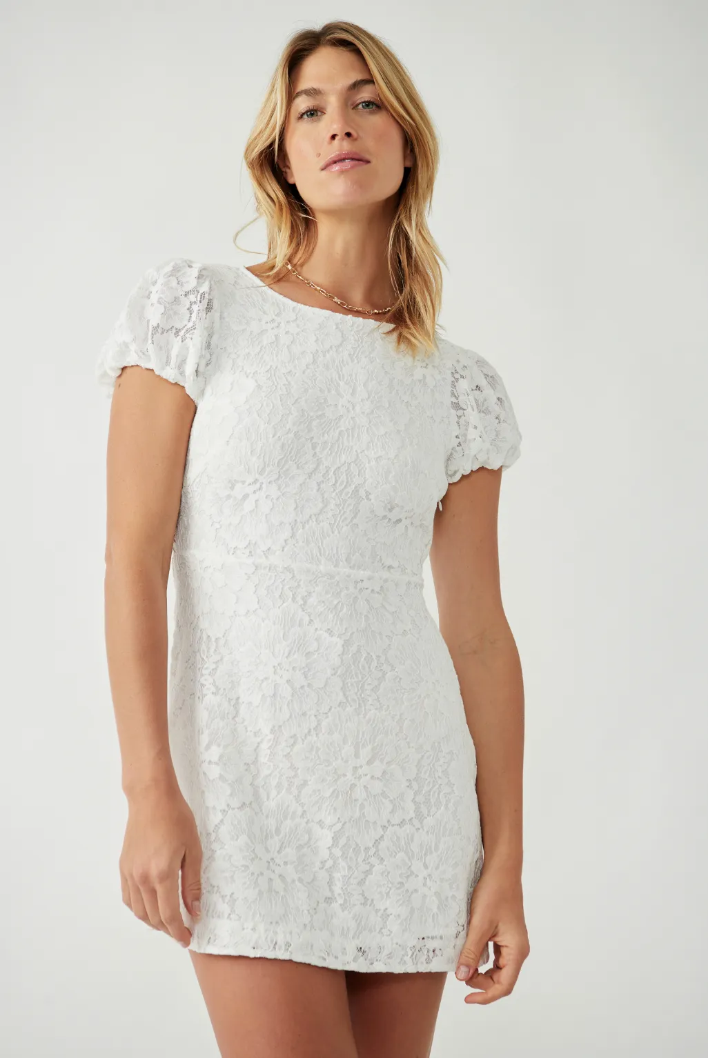 Free People White Hailee Lace Mini Dress