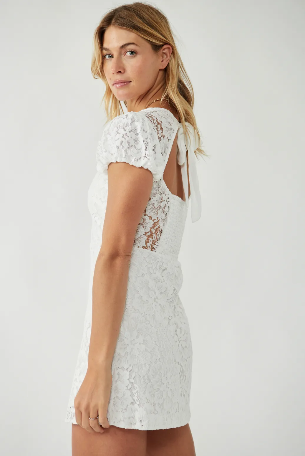 Free People White Hailee Lace Mini Dress