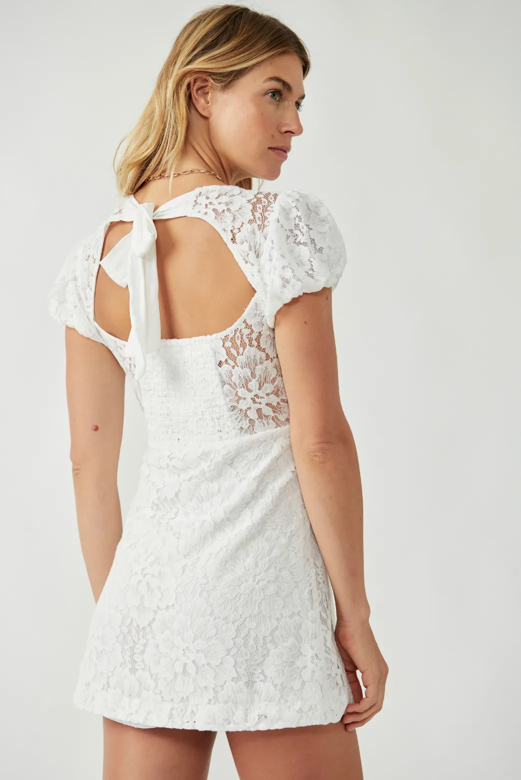 Free People White Hailee Lace Mini Dress