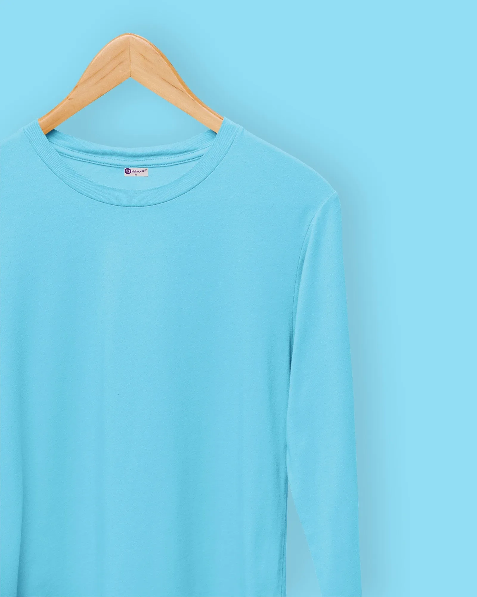 Full Sleeves Crew Neck: Aqua Blue