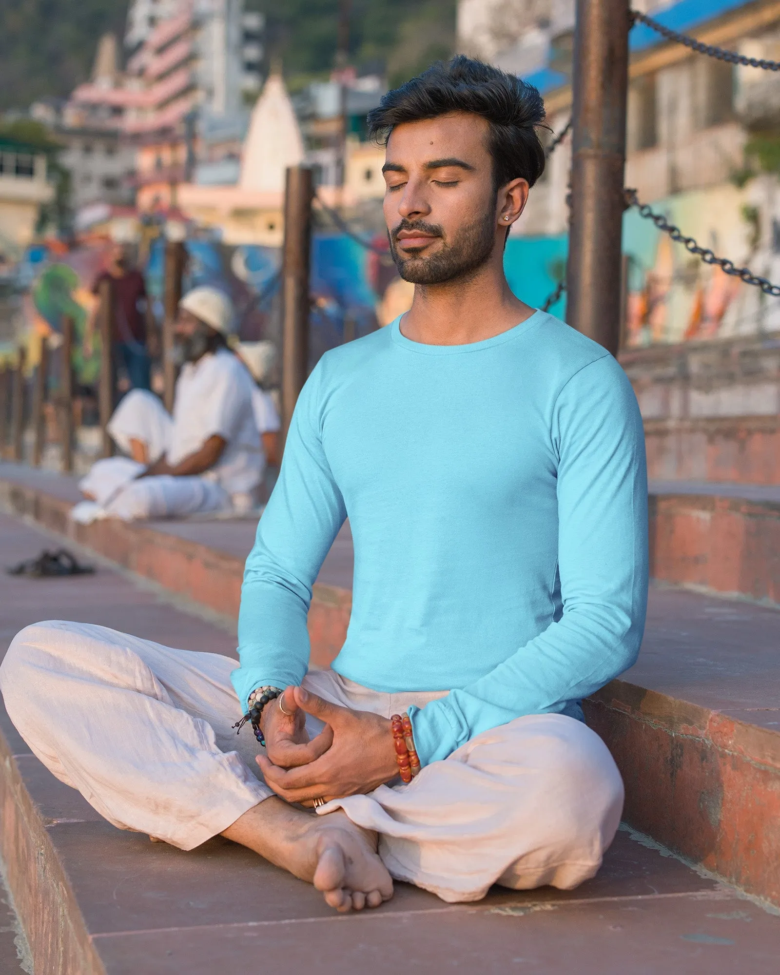 Full Sleeves Crew Neck: Aqua Blue