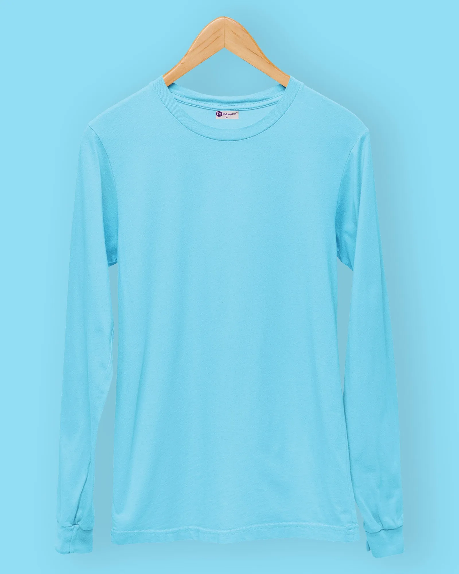 Full Sleeves Crew Neck: Aqua Blue