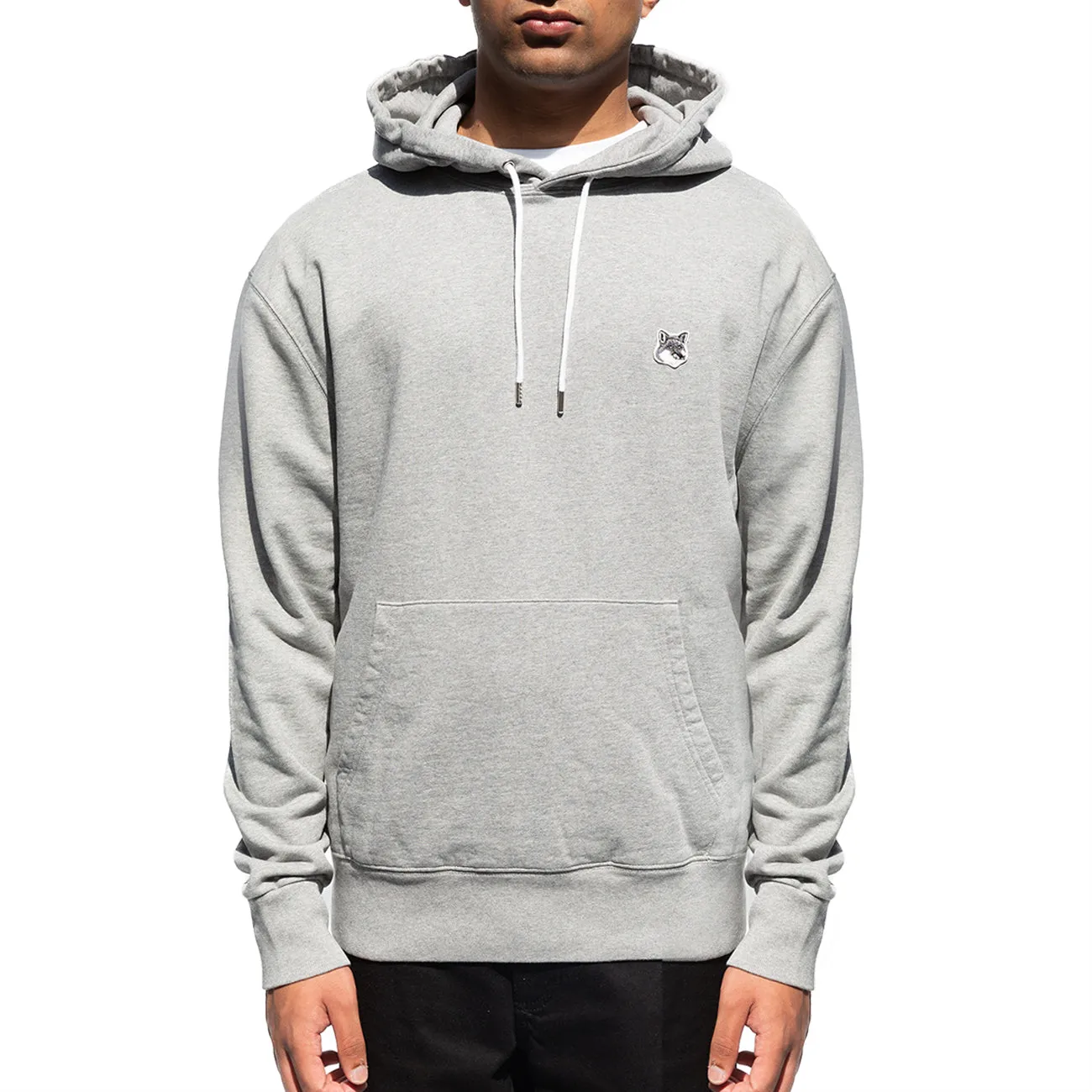 GREY FOX HEAD PATCH CLASSIC HOODIE GREY MELANGE