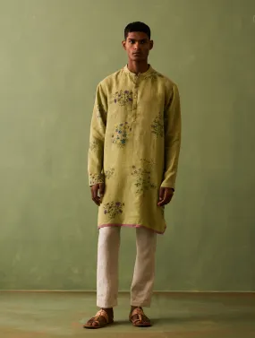 Hachi Botanical Linen Kurta Set - Fern