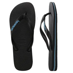 Havaianas Rubber Logo Thongs - Black/Blue