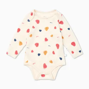 Heart Print Long Sleeve Bodysuit