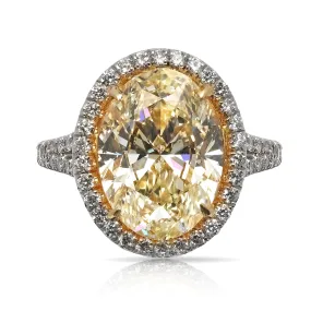 HEPA 7 CARAT OVAL CUT  HALO DIAMOND ENGAGEMENT RING PLATINUM & 18K GOLD GIA CERTIFIED 6 CT SI1 BY MIKE NEKTA