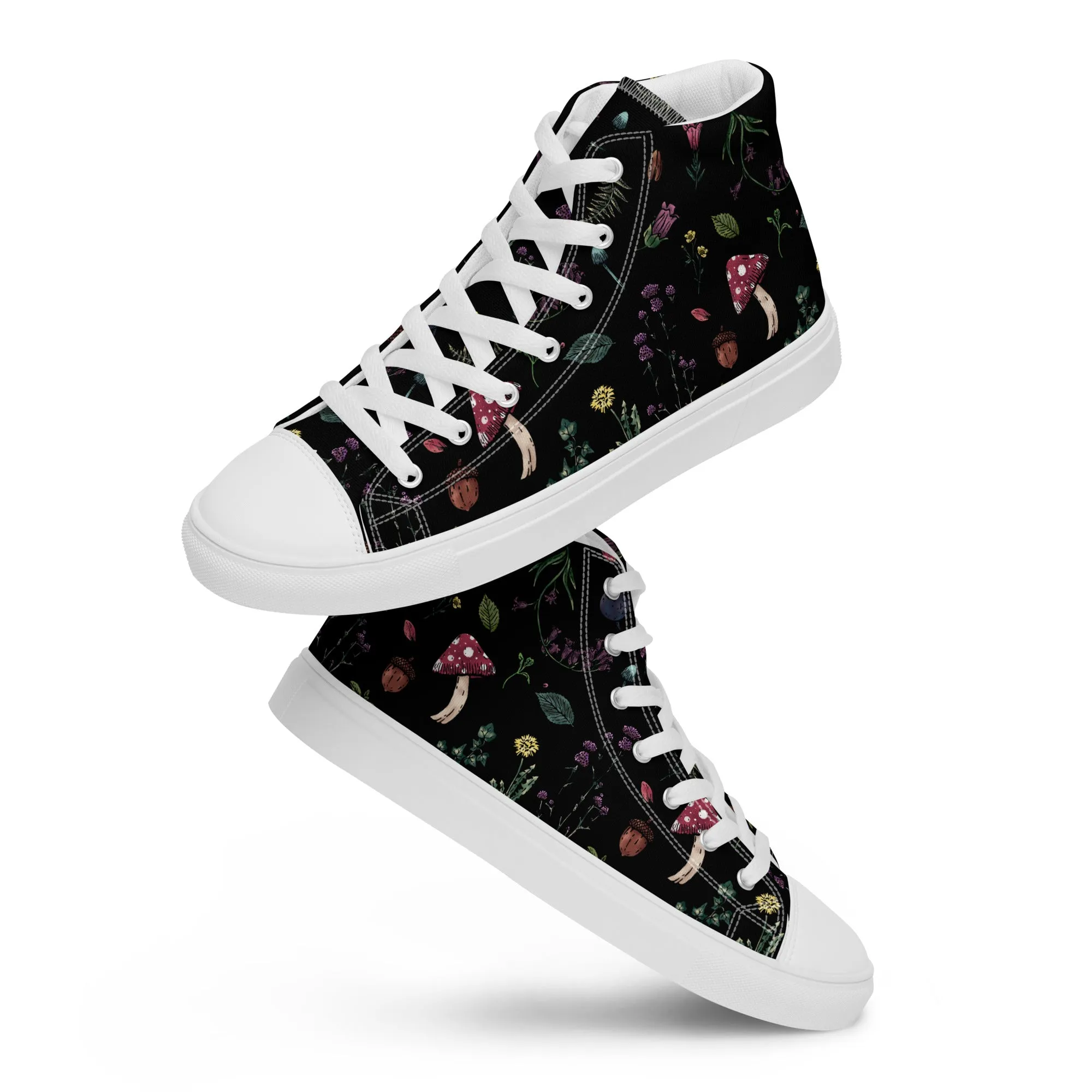 Herbology Women’s High Top Shoes - Vegan Botanical trainers for women - Comfortable Goth Sneakers - Witchy Grunge Occult Fashion