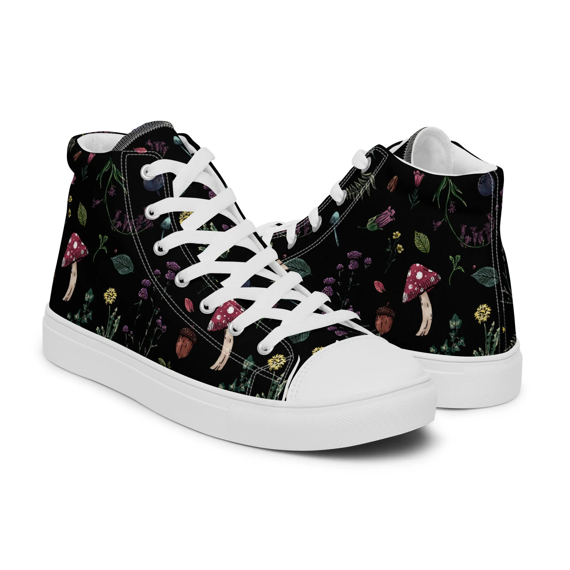 Herbology Women’s High Top Shoes - Vegan Botanical trainers for women - Comfortable Goth Sneakers - Witchy Grunge Occult Fashion