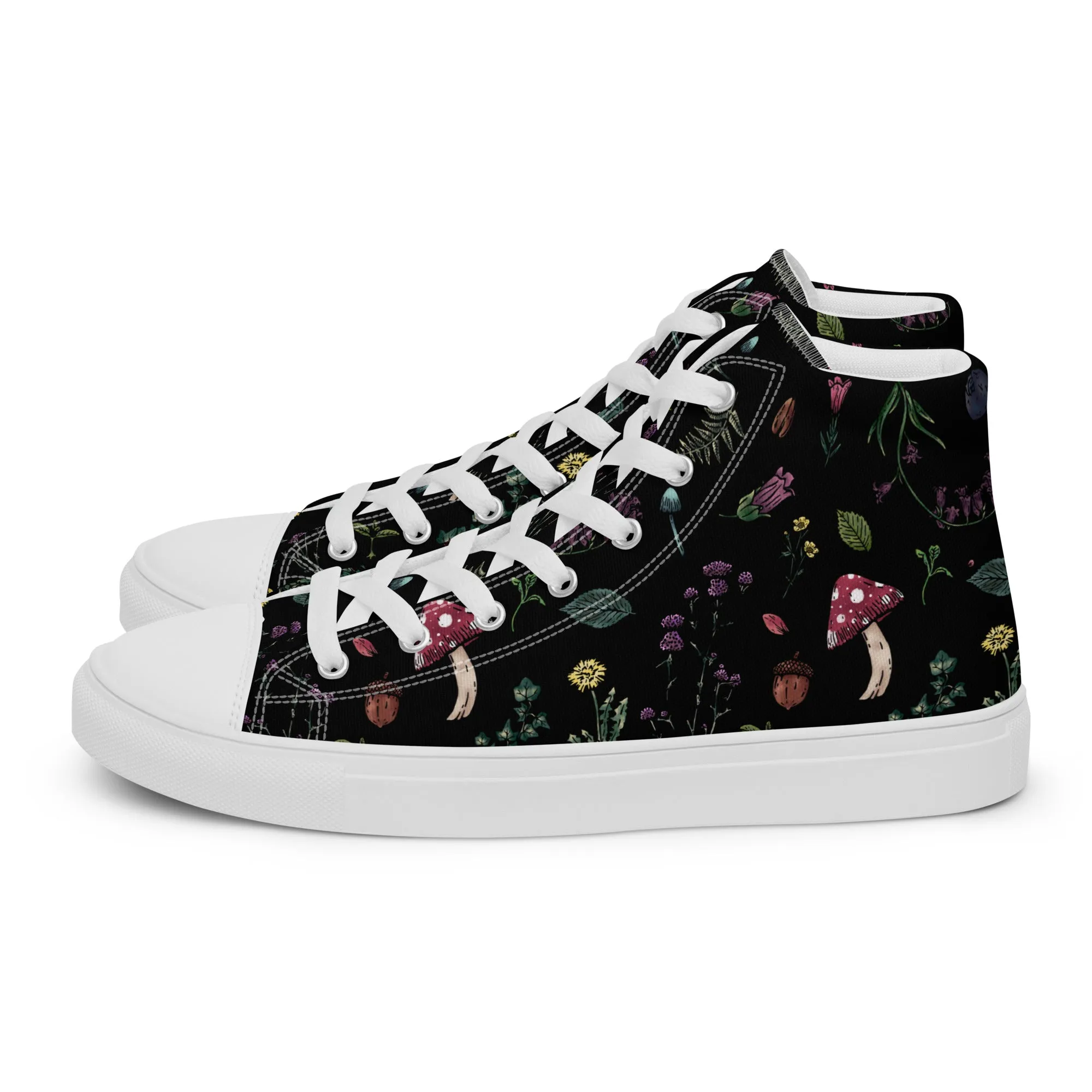 Herbology Women’s High Top Shoes - Vegan Botanical trainers for women - Comfortable Goth Sneakers - Witchy Grunge Occult Fashion