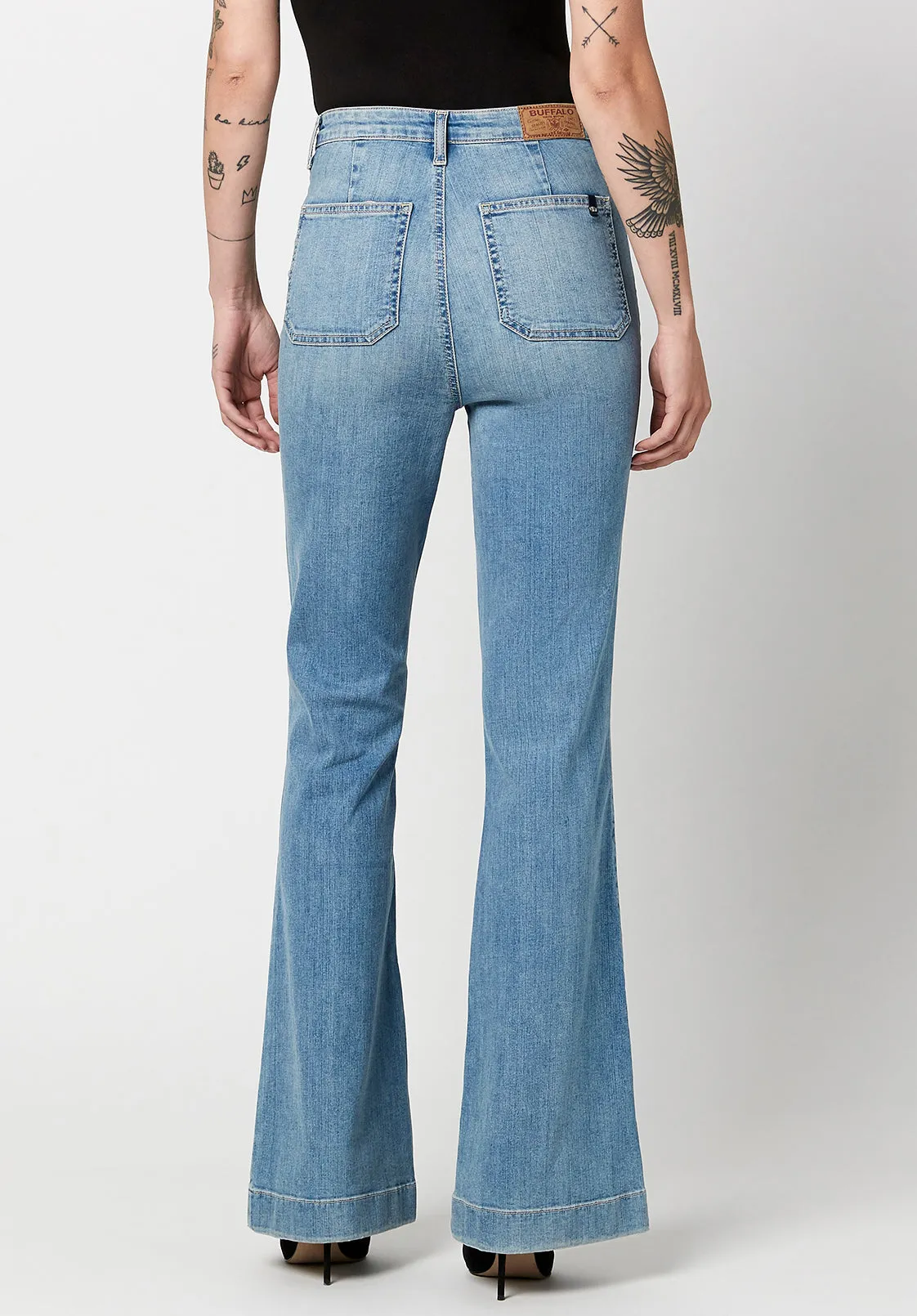 High Rise Flare Joplin Women's Jeans in Sanded Wash - BL15821