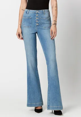 High Rise Flare Joplin Women's Jeans in Sanded Wash - BL15821