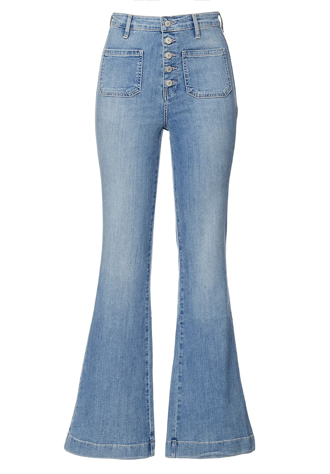 High Rise Flare Joplin Women's Jeans in Sanded Wash - BL15821