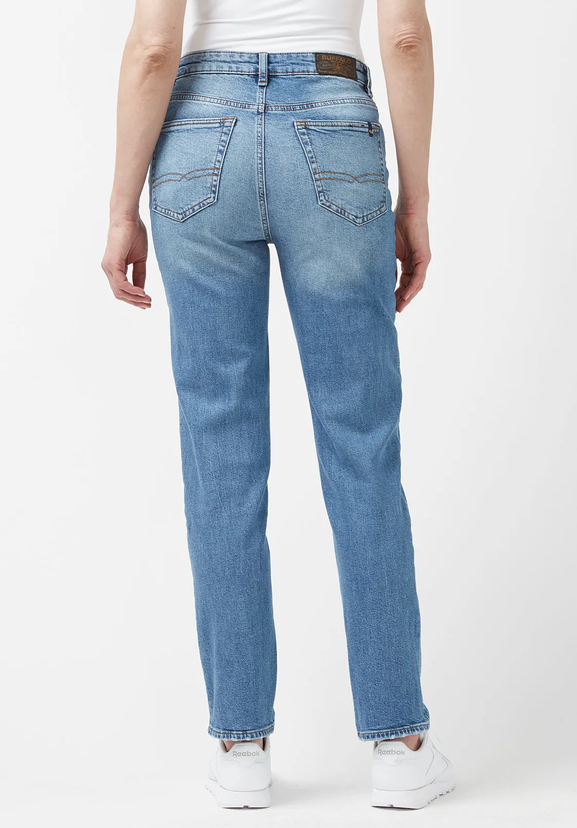 High Rise Straight Jayden Women's Jeans in Veined and Contrasted Blue - BL15844