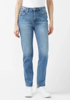 High Rise Straight Jayden Women's Jeans in Veined and Contrasted Blue - BL15844