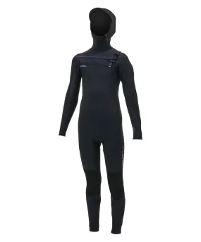 Kid's HyperFreak 5/4  Hooded Steamer Chest Zip Wetsuit - Black