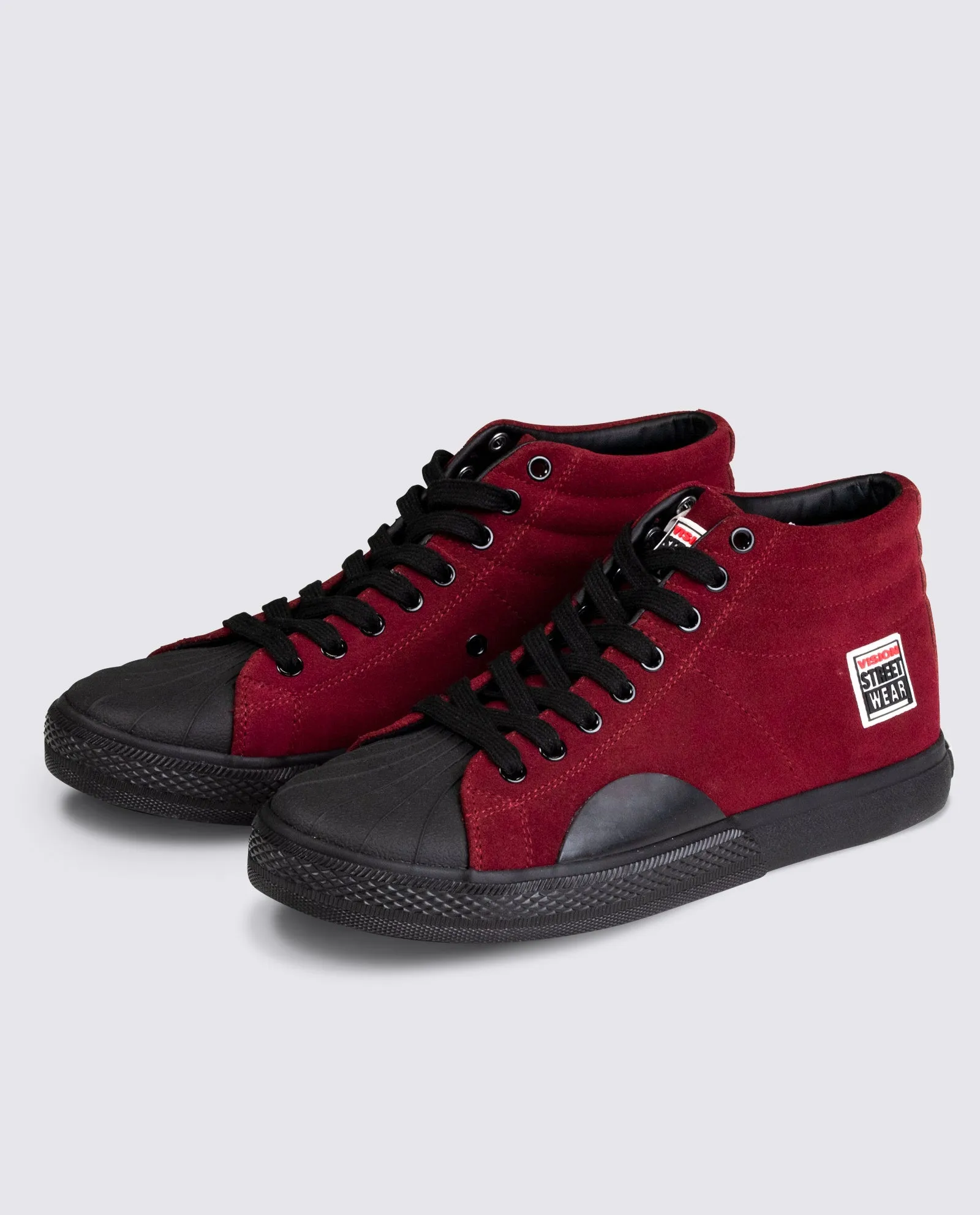 Leather Suede High Top Sneakers Oxblood