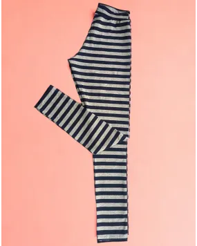 Leggings Navy and Marle Stripe