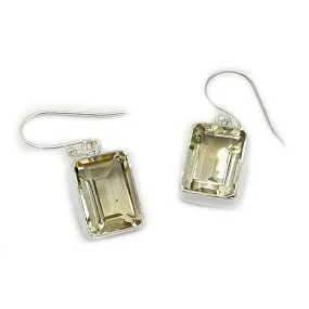 Lemon Quartz Rectangle Gemstone Earrings