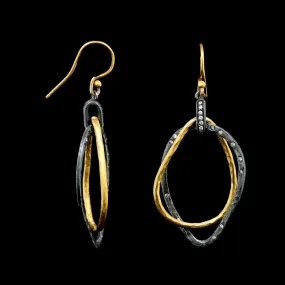 Lika Behar 24K Yellow and Oxidized Silver Estate Diamond Kelly Earrings