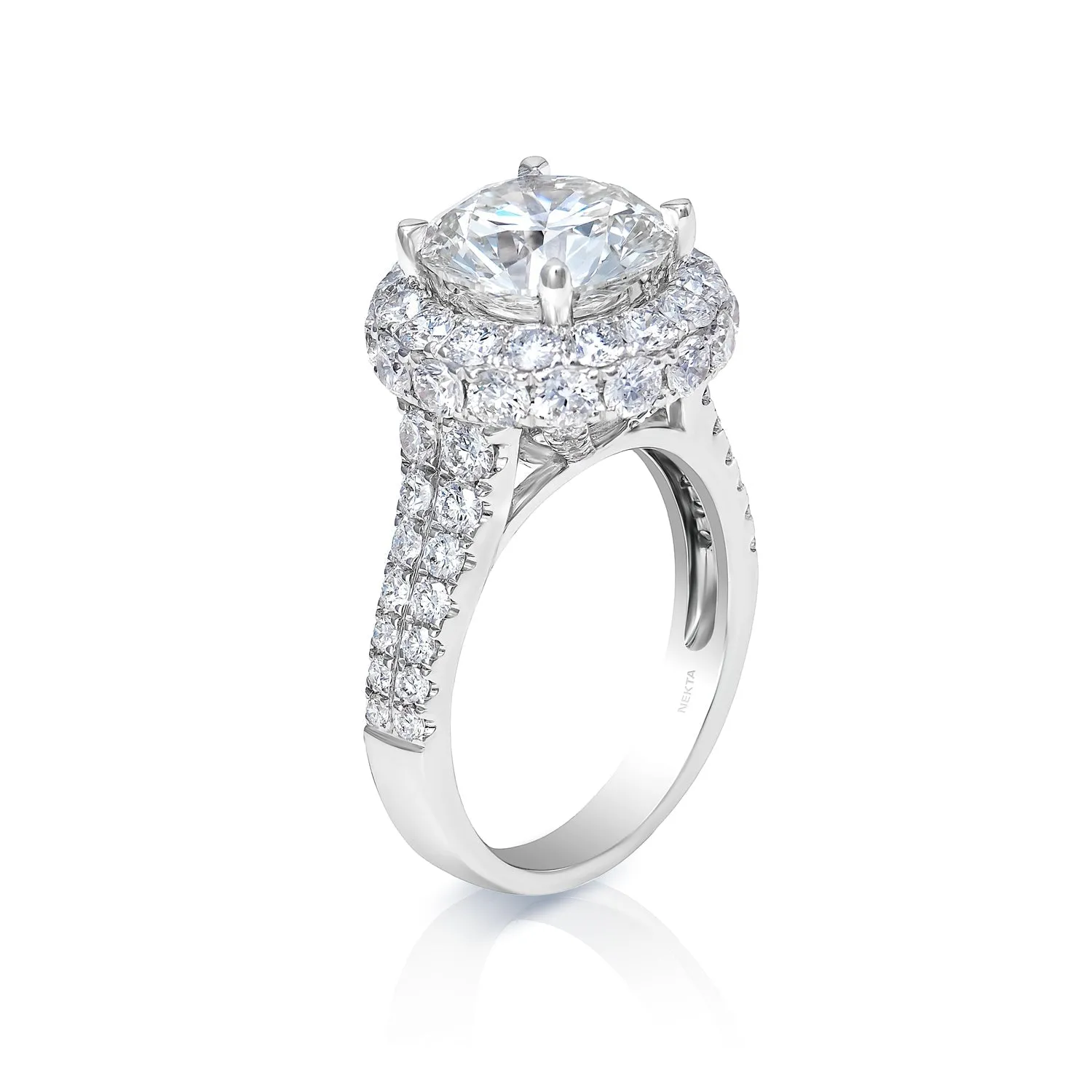 Lilliana 6 Carat Round Brilliant Lab Grown Diamond Engagement Ring Halo in 18k White Gold