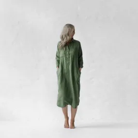 Linen shirt-dress olive by Seaside Tones